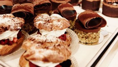 chocolate and cream pastries