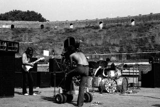 Dave Gilmour, Nick Mason and Richard Wright in action