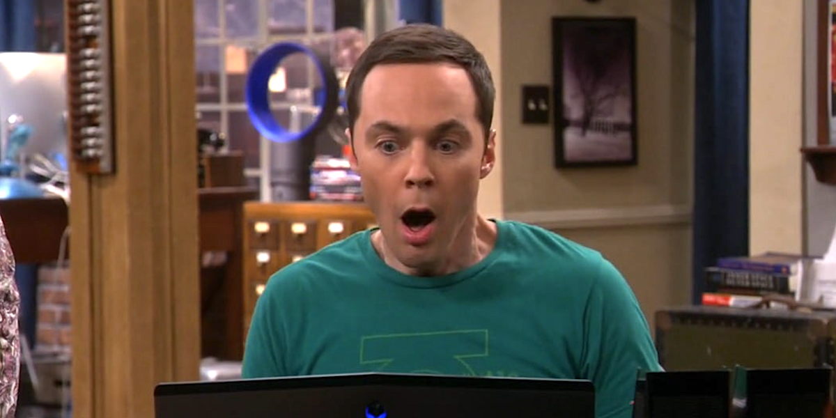 sheldon cooper shocked on computer