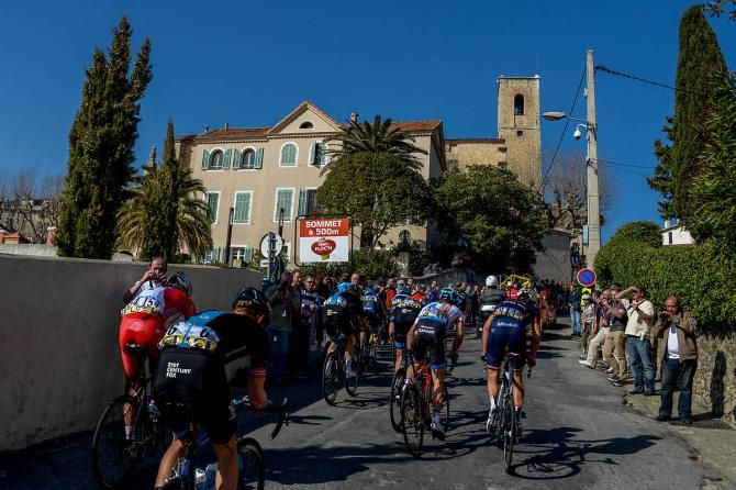 The Paris-Nice peloton faced a steep climb to the finish in Fayence