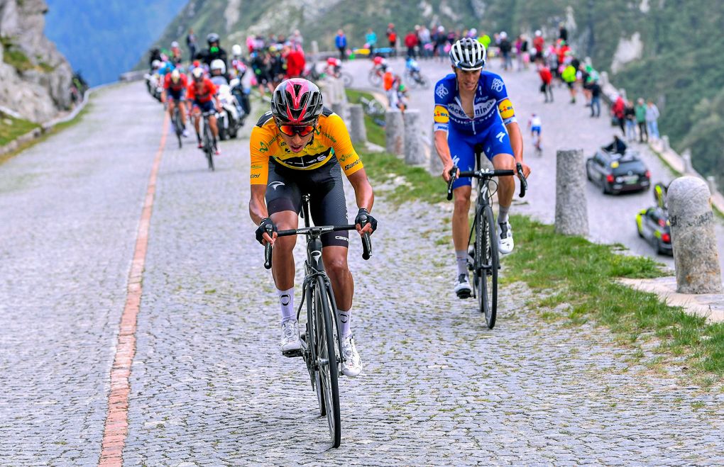 Egan Bernal on his way to winning stage 7 at Tour de Suisse