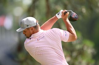 Bryson DeChambeau at the top of his backswing