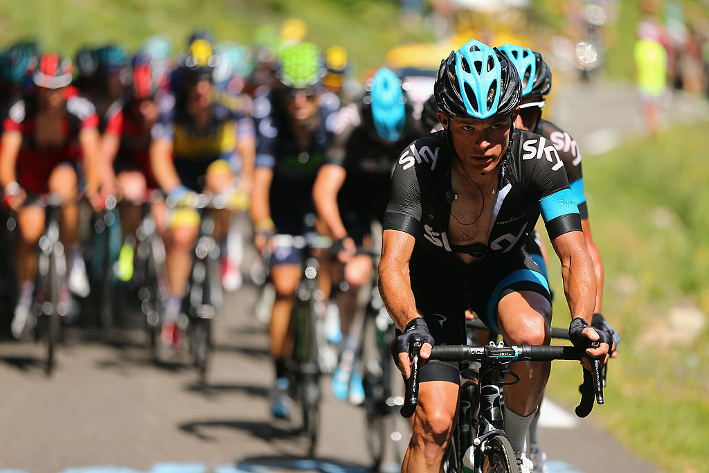 AX 3 DOMAINES, FRANCE - JULY 06: 6: Vasili Kiryienka of Belarus and SKY Procycling leads the SKY team during stage eight of the 2013 Tour de France, a 195KM road stage from Castres to Ax 3 Domaines, on July 6, 2013 in Ax 3 Domaines, France. (Photo by Bryn Lennon/Getty Images)