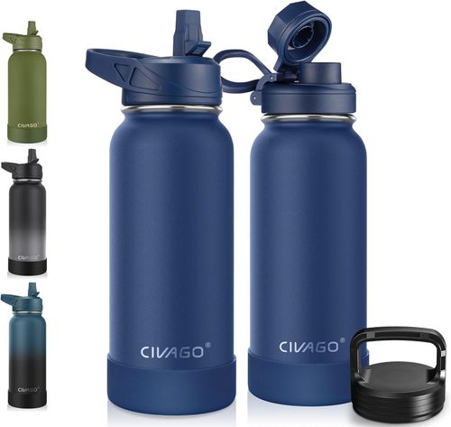 32oz Insulated Stainless Steel Water Bottle With Straw and Lid