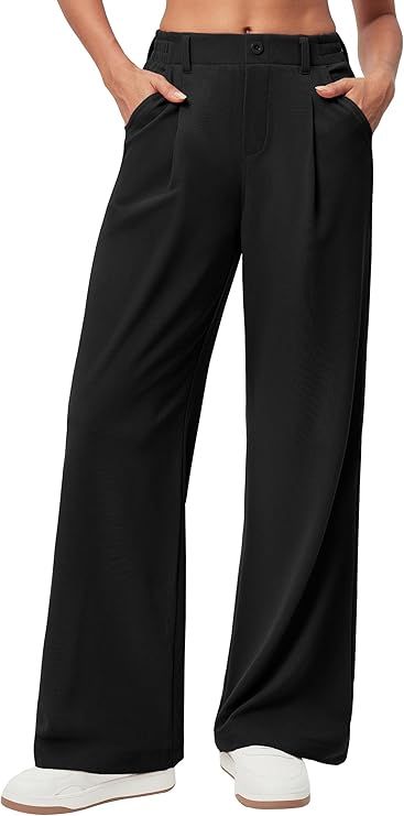 Ewedoos, Ewedoos Wide Leg Pants Woman Stretchy Work Dress Pants Women Pull on Business Casual Slacks Trousers Fall Outfits 26"/28"
