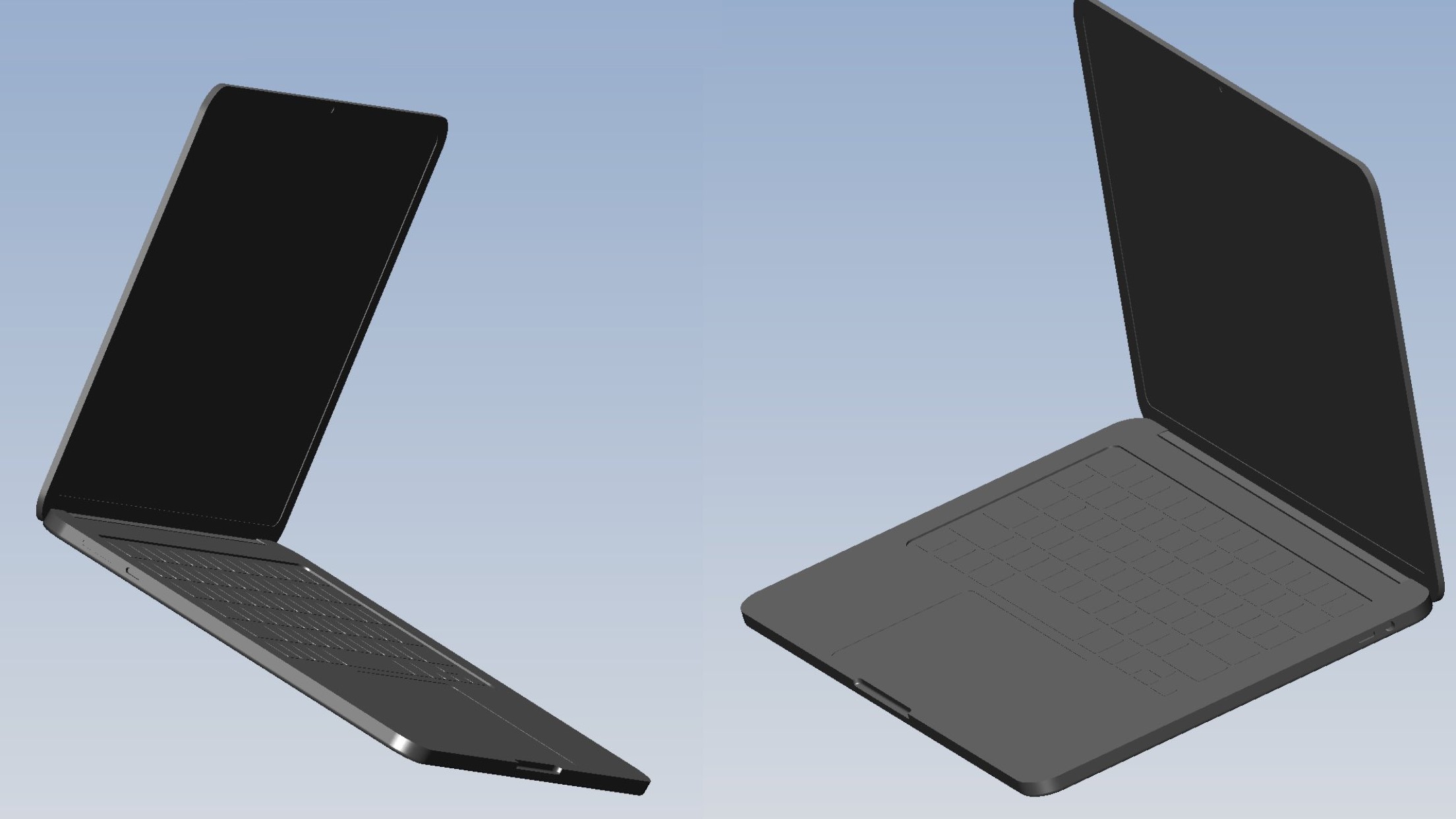 CAD-based renders of the 2022 MacBook Air
