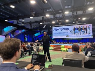 Salesforce CEO Marc Benioff mingling with crowds at Dreamforce 2024 at the Moscone Center in San Francisco.