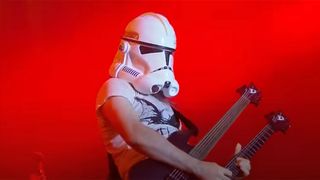 Ron Bumblefoot Thal performs in a stormtrooper mask