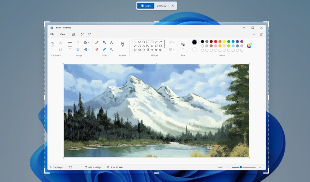 Bildschirmaufzeichnung des Windows 11 Snipping Tools