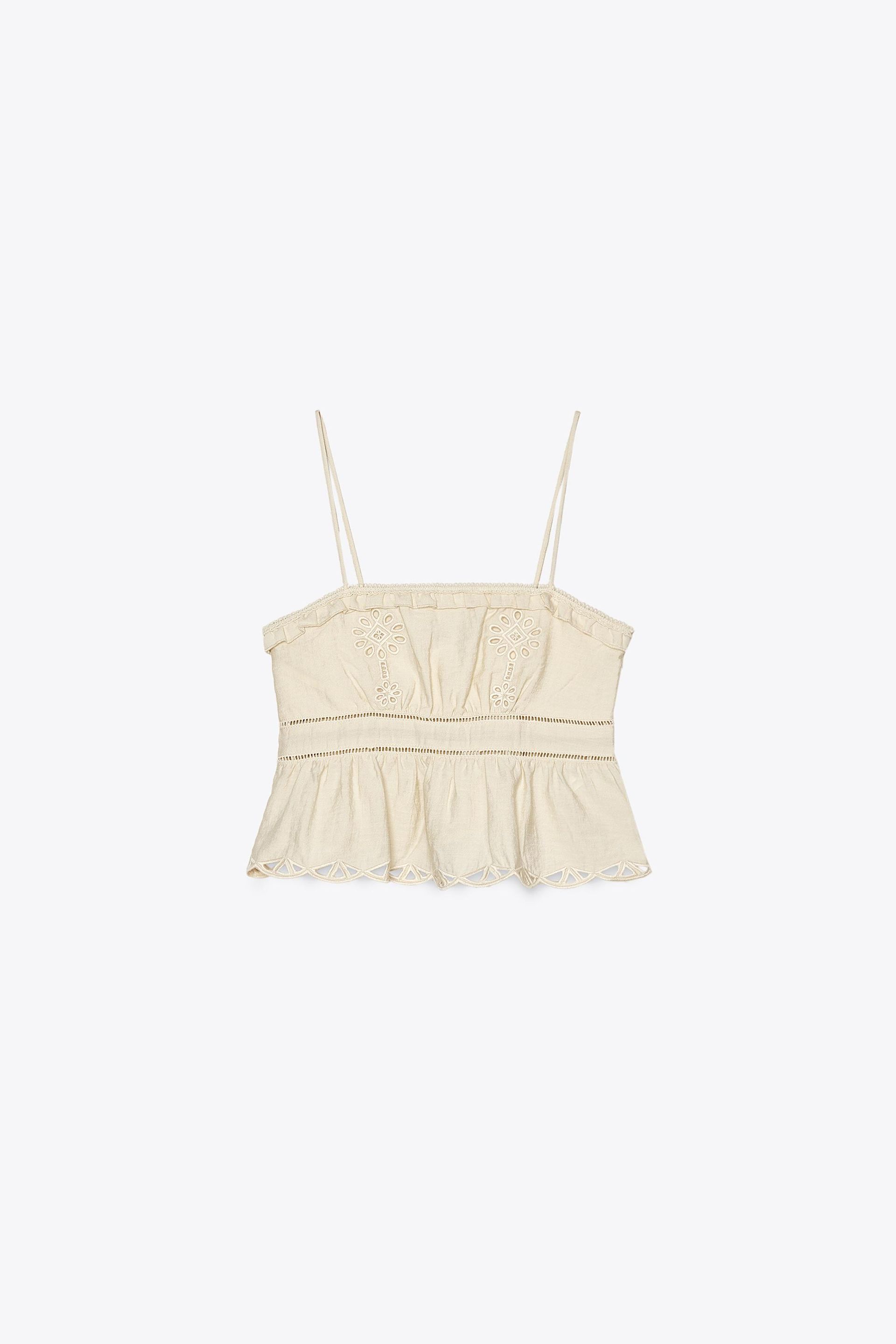 Embroidered Eyelet Crop Top