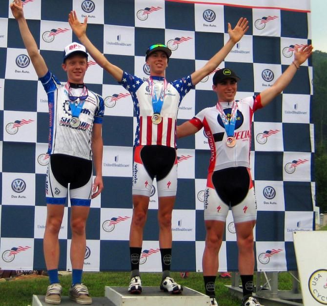 Lucas Newcomb and Sean Bennett on the cross country nationals podium