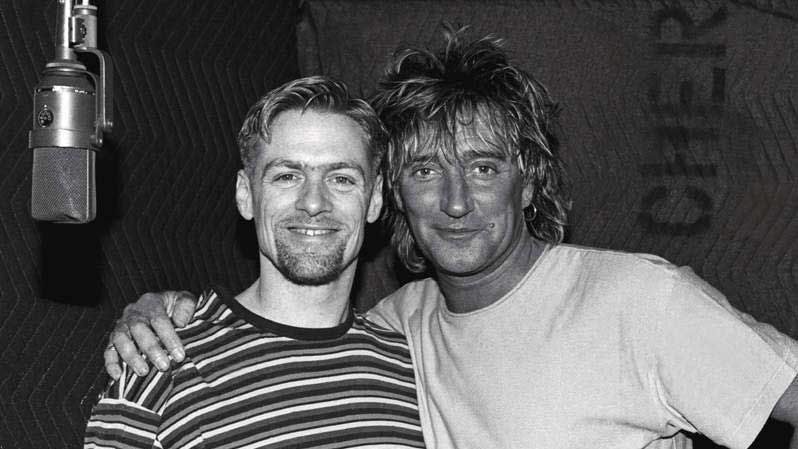 Rod Stewart and Bryan Adams in the studio