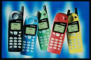 Different colourways of Nokia 5110, 1990s