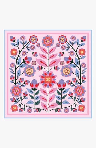 Double Sided Silk Scarf of Pink Garden