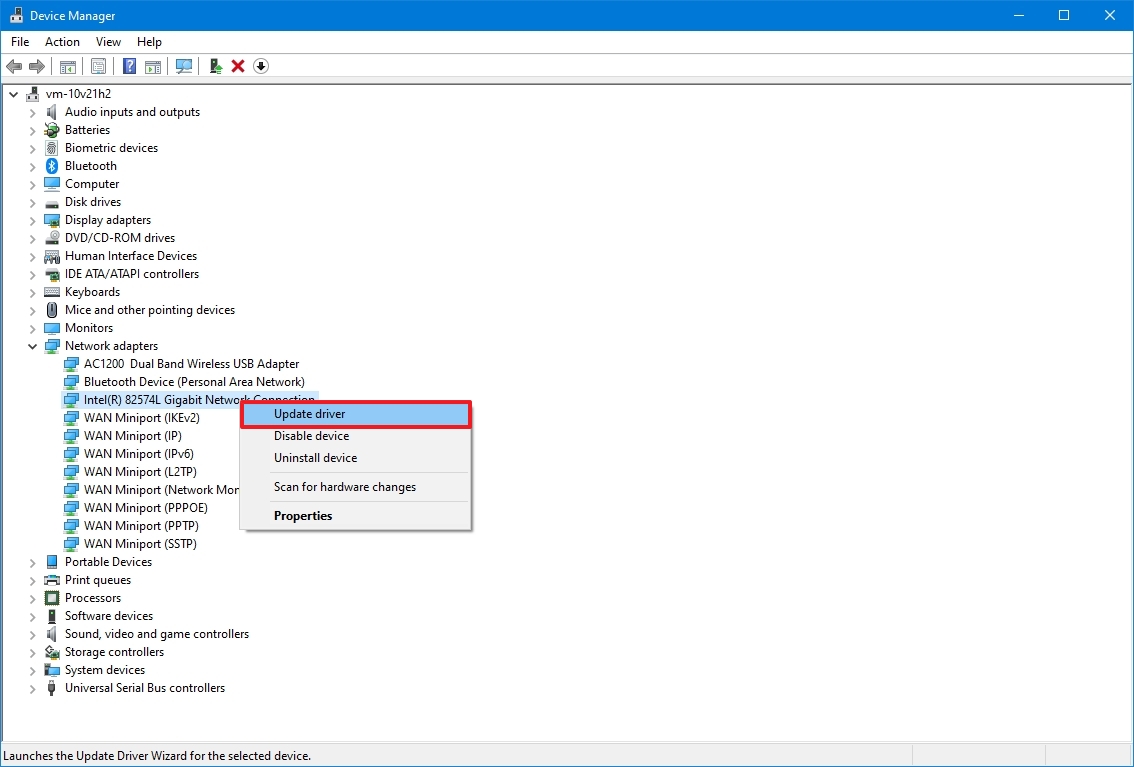 Device Manager Update Driver Option