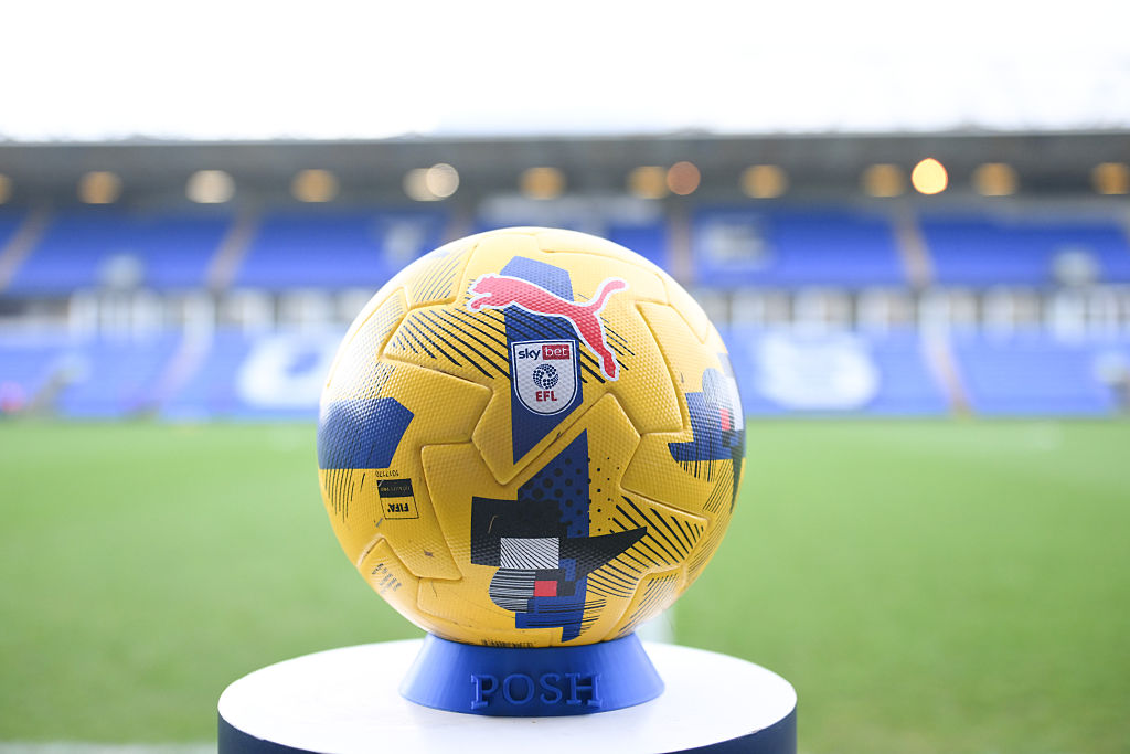 The match ball with the EFL Sky Bet logo and Puma branding is present during the Sky Bet League 1 match between Peterborough and Plymouth Argyle in Peterborough, England, on January 17, 2026. (Photo by Kevin Hodgson/MI News/NurPhoto)