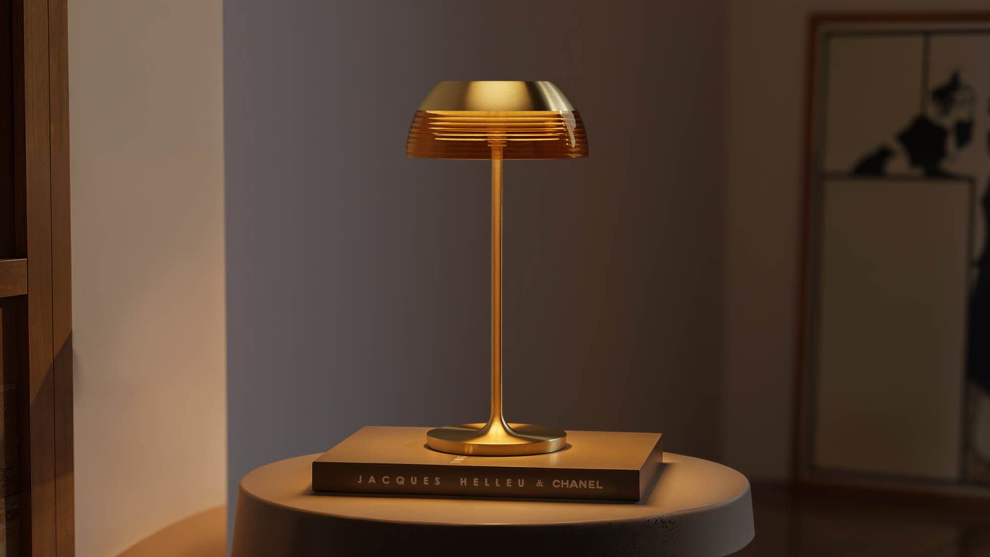 Lutris Monte-Carlo portable, cordless lamp in brushed gold