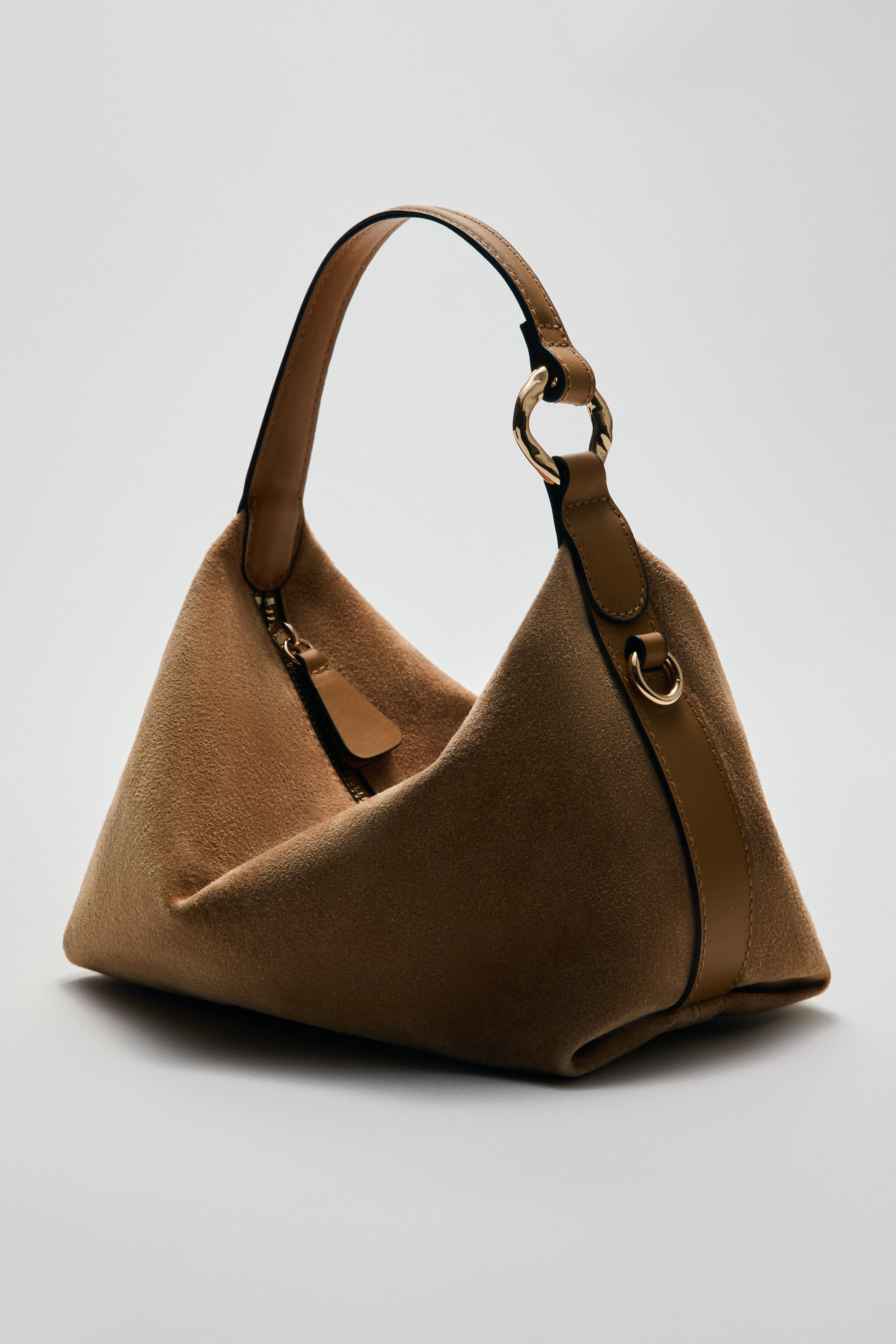 Suede Crossbody Bag - Beige