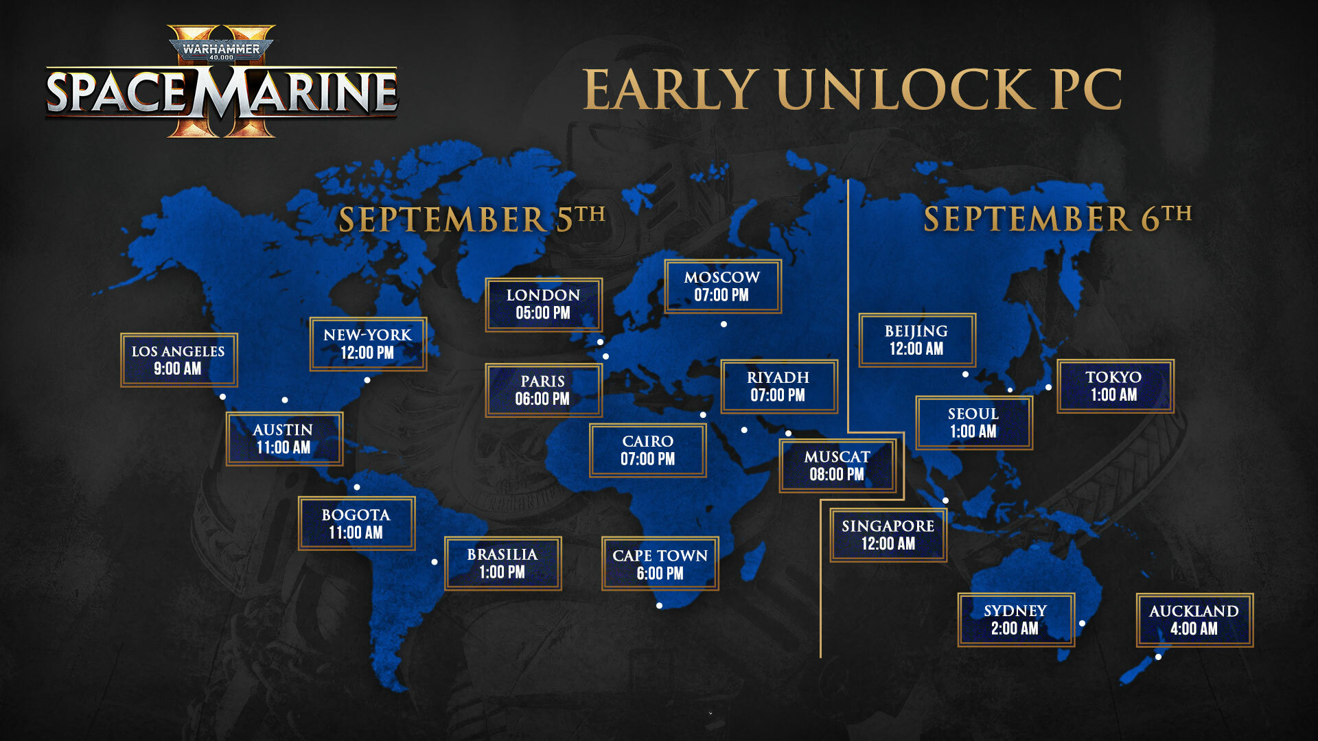 Tiempos de acceso anticipado y lanzamiento global de Space Marine 2