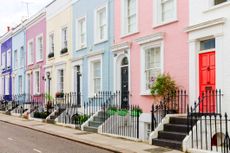 A street of colourful house in London