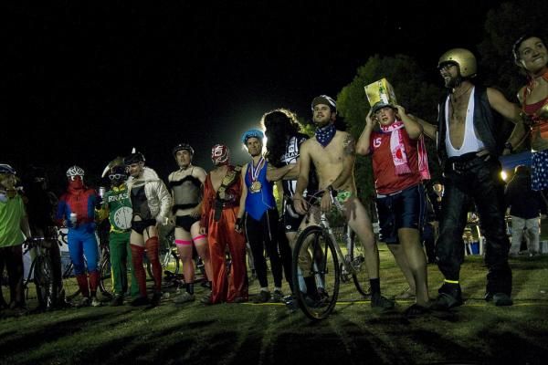 The costumed riders line up.