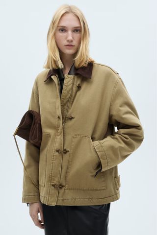 Mango Parka with contrasting collar and pockets