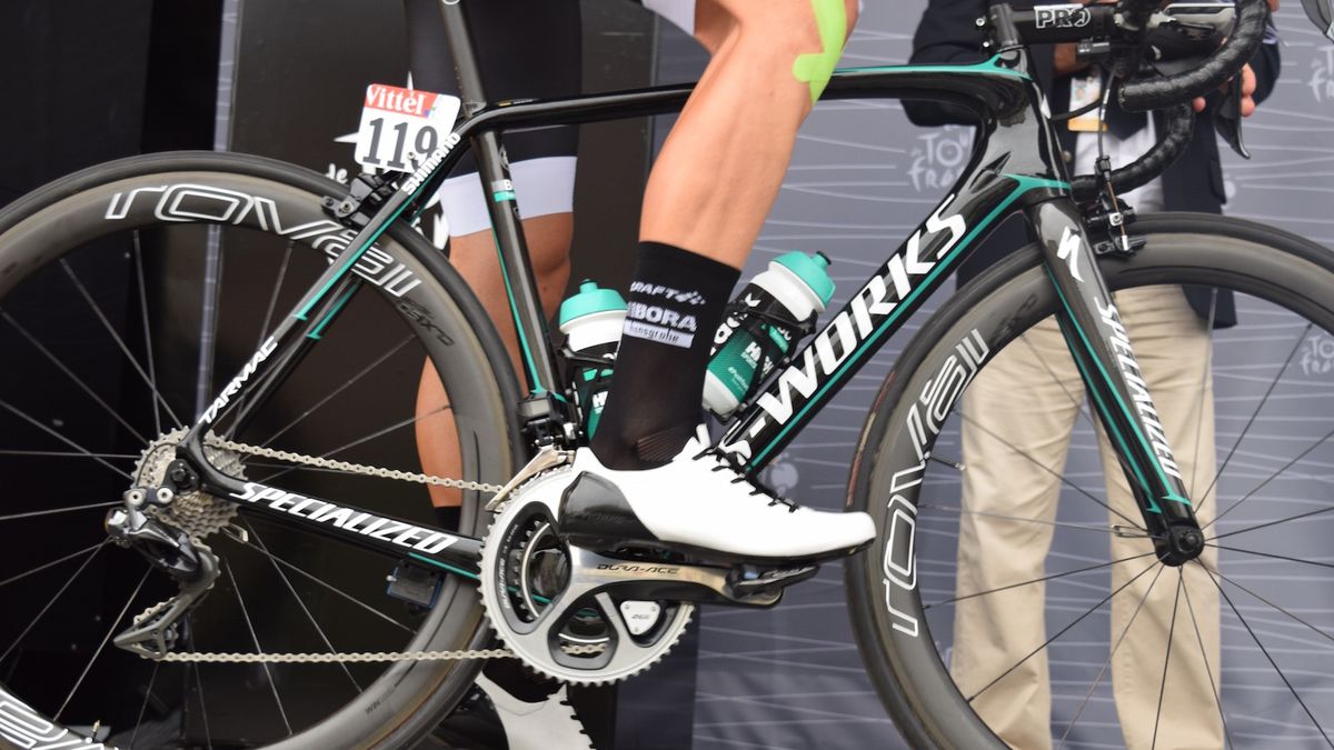 Rudiger Selig (Bora-Hansgrohe) wears Specialized's S-Works Sub 6 lace-up shoes
