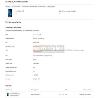 Zenfone 11 Google Play Console listing