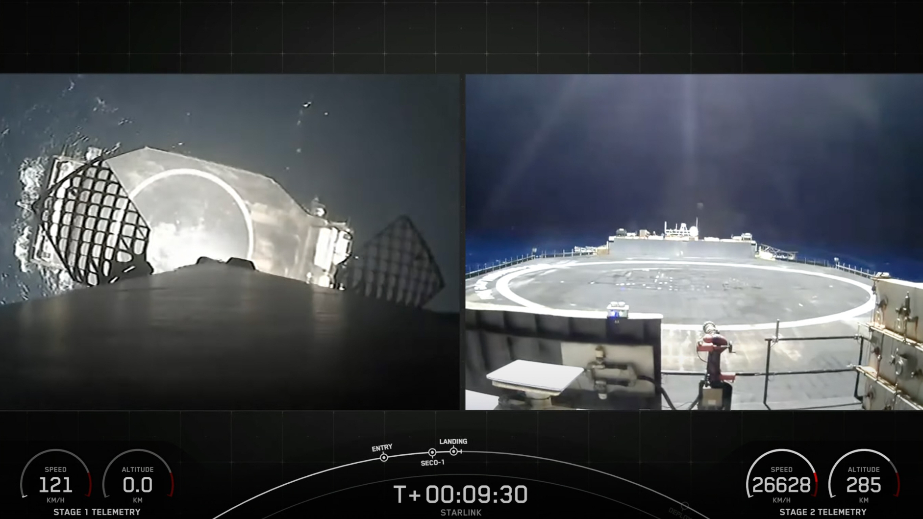 SpaceX pone en órbita 15 satélites Starlink y aterriza un cohete en el mar