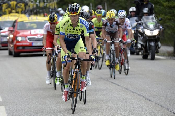 Nicolas Roche (Tinkoff-Saxo) drives the breakaway