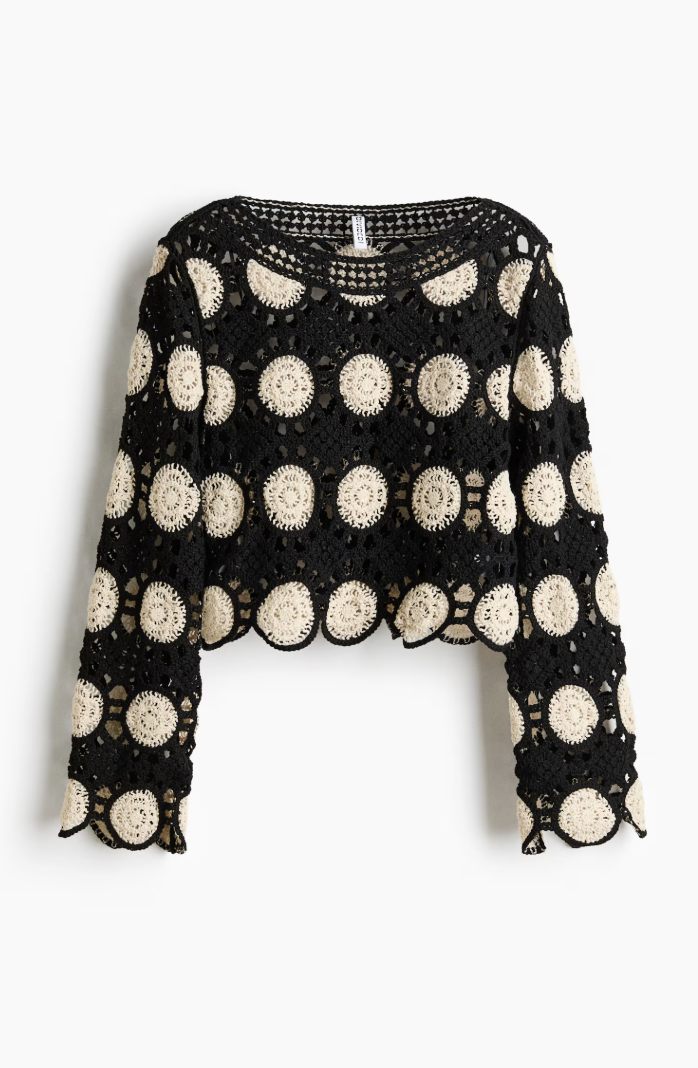 H&amp;M, Crochet-look hole-knit top