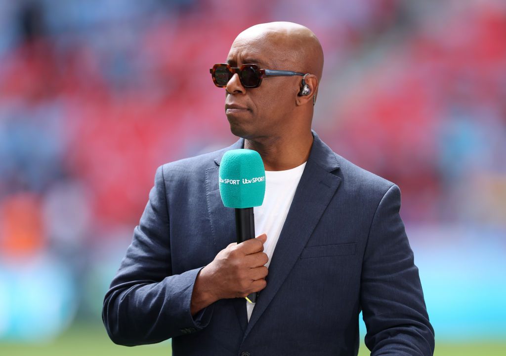 Jude Bellingham ITV pundit Ian Wright before the Emirates FA Cup Final match between Manchester City and Manchester United at Wembley Stadium on May 25, 2024 in London, England. (Photo by Eddie Keogh - The FA/The FA via Getty Images) ITV Euro 2024