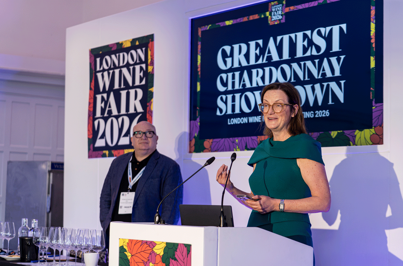 Ronan Sayburn MS and Sarah Abbott MW at the 2026 LWF Icon Tasting