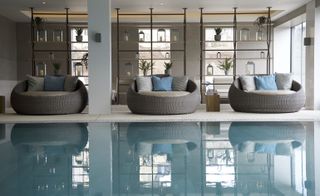 The Spa at South Lodge Hotel swimming pool, West Sussex, UK