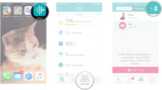 Launch Fitbit, tap friends, tap add friends