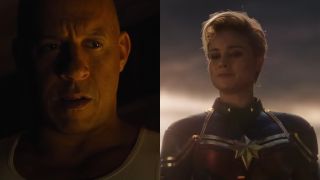 Vin Diesel in F9 and Brie Larson as Captain Marvel in Avengers: Endgame