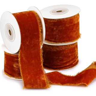 dark orange velvet ribbon rolls