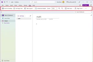 OneNote view