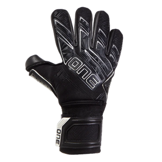 ONE Apex Pro Colossus goalkeeper gloves. The gloves have a black base with white accents. The word 'ONE' is written across the knuckle.