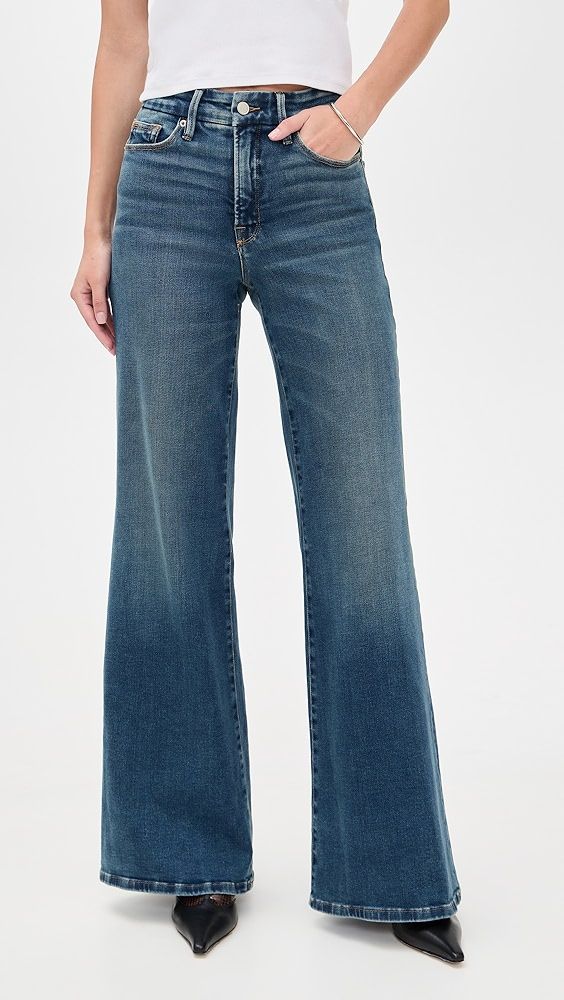 Good American Soft Tech Good Waist Palazzo Jeans