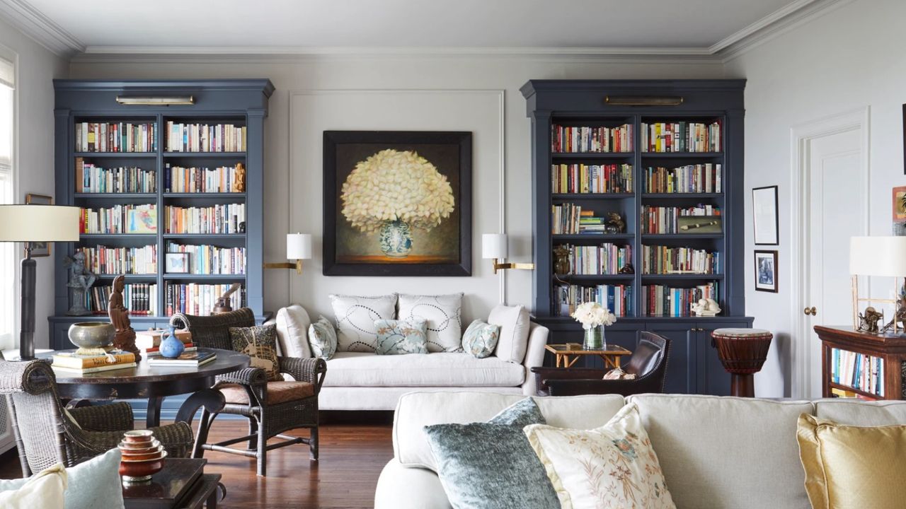 A traditional living room designed by Melichar Architects