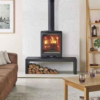 woodburning stove in living room