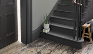 a grey painted staircase
