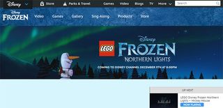 A universal navigation appears throughout Disney’s website offering links to related products and theme parks