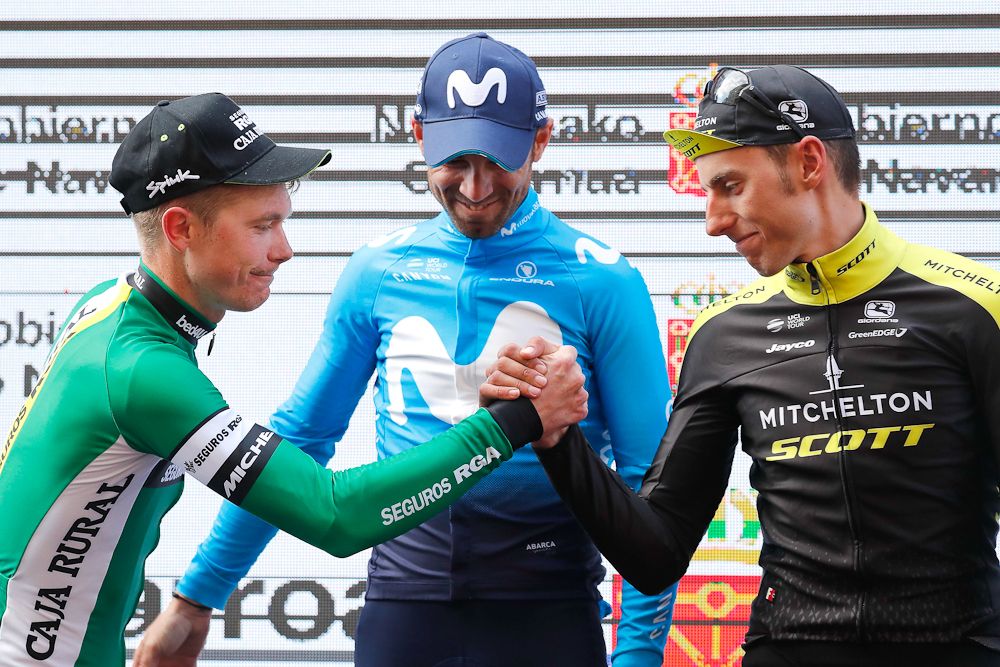Nick Schultz, Alejandro Valverde and Carlos Verona on the GP Miguel Indurain podium
