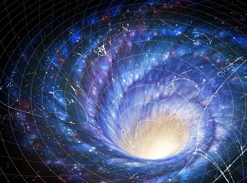 Warped space-time around galaxy