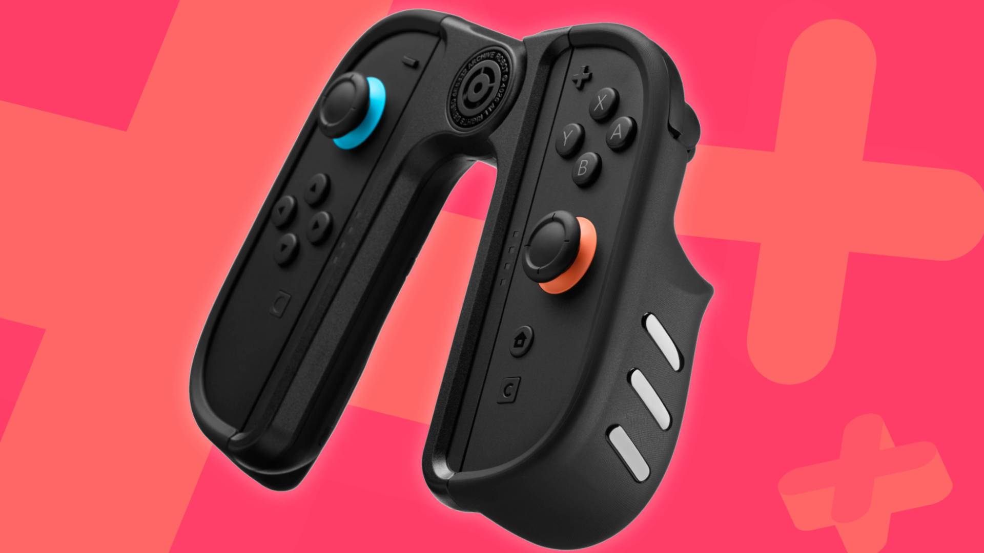 Image of the Dbrand Joy-Lock Controller Holder with a pink GamesRadar+ background.