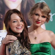 Taylor Swift and Emma Stone attend the Easy A premiere