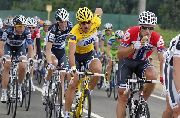 It's lunch time during stage two of the Tour.