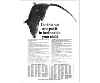 Public service message relating to the Rat Extermination Bill by DDB, 1960s